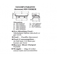 Taylors 028 Orion Paraffin 2 Plate Cooker with Grill